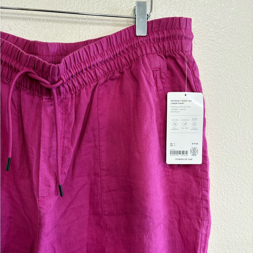 Athleta Retreat Linen Wide Leg Pants in Iceplant Pink size 1X NWT - Picture 9 of 10